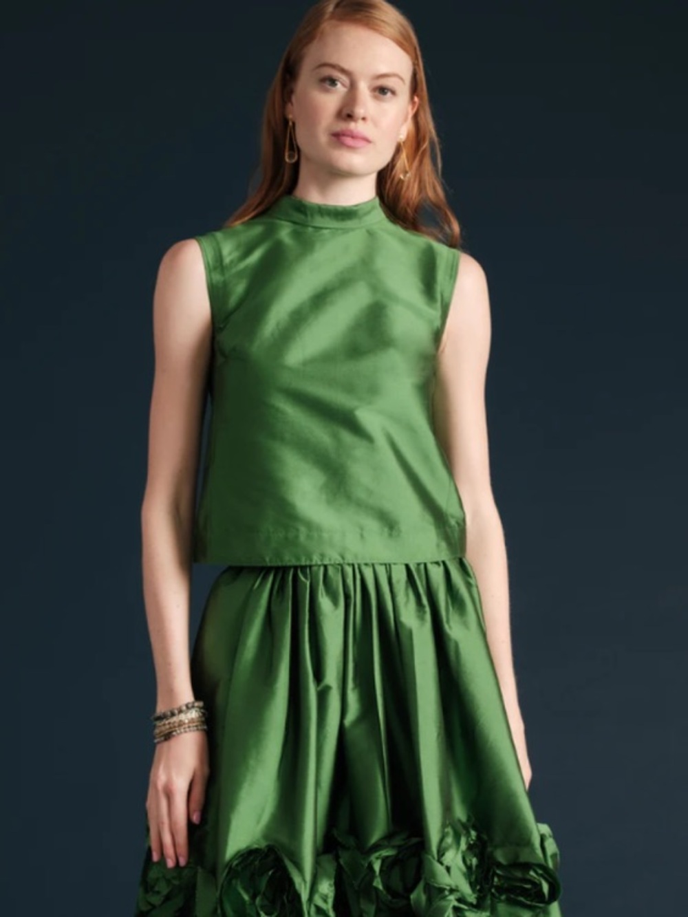 Frances Valentine Colette shell in Kelly green size XS